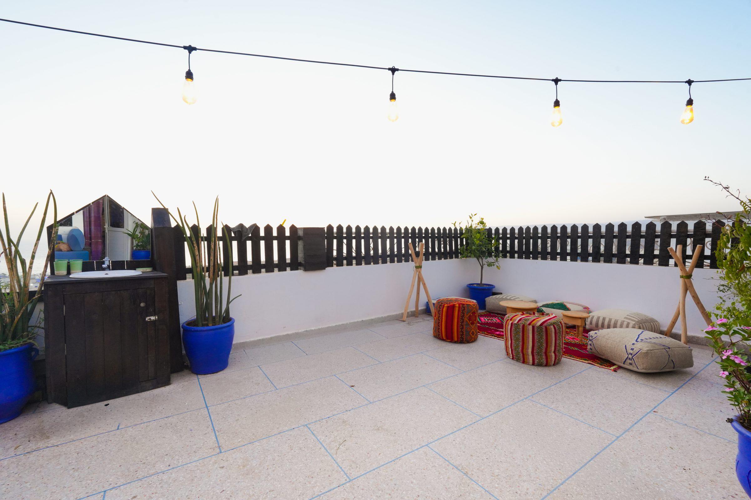 Sunset on the terrace at Chmicha Surf Camp
